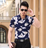 GXG2016夏季短袖男士大码韩版修身衬衣日常男装碎花商务薄款衬衫