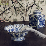 阑珊树 中式青花果盘储物罐 时尚陶瓷储物盒婚房样板间装饰品