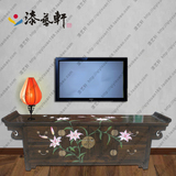 新中式仿古彩绘1.5米实木香樟木翘头电视柜客厅地柜收纳柜家具