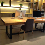 定制美式铁艺术餐桌工业书桌北欧风格电脑办公桌实木咖啡厅餐桌椅