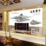 中式水墨山水画风景客厅电视背景壁画墙贴画卧室书房家居装饰贴纸