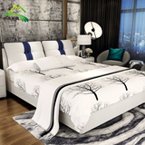 现代简约布艺床可拆洗小户型双人床储物布艺软床1.8布床北欧婚床
