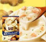 日本进口POKKA营养文蛤海瓜子土豆奶油浓汤早餐速溶汤3袋入新
