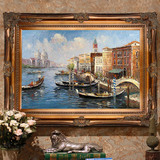 手绘欧式油画威尼斯水城风景客厅玄关餐厅别墅会所有框装饰画挂画