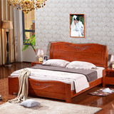 高端中式现代卧室家具 水曲柳白蜡木全实木床1.8米双人床婚床