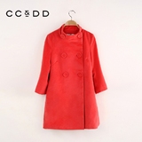 CCDD专柜正品2015秋款 呢子大衣女风衣中长款外套韩版修身C23L259