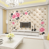 欧式3d立体现代简约蔷薇红玫瑰电视背景墙纸客厅卧室床头大型壁画
