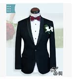 定制男士黑色修身西服套装定做男结婚礼服西服敬酒服西服套装订做