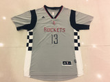2015新赛季 短袖球衣篮球服火箭队13号哈登 新面料刺绣款 灰色