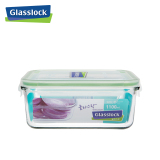 Glasslock韩国进口钢化玻璃长方形绿色保鲜盒微波炉加热1100ml