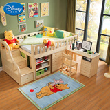 迪士尼儿童家具 芬兰松松木半高床实木单人床儿童床 多功能组合床