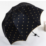 太阳伞三折创意黑胶防晒防紫外线遮阳伞韩国女拱形公主晴雨折叠伞