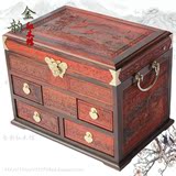 红酸枝珠宝箱 实木雕花镜箱 红木收纳盒 首饰盒 木雕礼品饰品盒子
