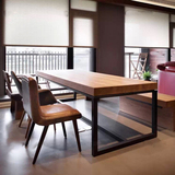 北欧铁艺餐桌小户型实木餐桌LOFT办公桌办公家具书桌会议桌实木桌