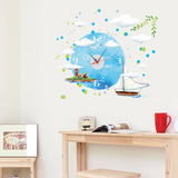 帆船平面墙贴 可移除客厅卧室超大型时钟创意贴 PVC环保贴画贴纸