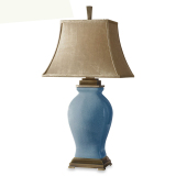 uttermost台灯陶瓷美式浅蓝色裂纹客厅卧室样板间外贸原单台灯