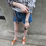 现货：韩国代购 Niponjjuya正品 新款女装 气质个性韩版牛仔短裤
