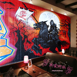 个性创意艺术大型壁纸英伦涂鸦新潮时尚墙纸背景墙酒吧ktv壁画