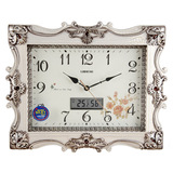 丽盛客厅万年历LCD创意钟表时钟大静音简约时尚挂钟正方形石英钟