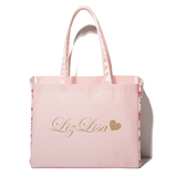 日本杂志附录包金色爱心玫瑰印花粉色大号购物袋便携手提环保袋