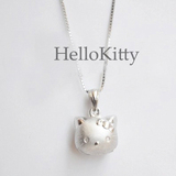 S925纯银Hello Kitty小猫咪吊坠凯蒂猫项链可爱女短款锁骨链礼物