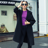 2015韩版女装冬季加厚中长款毛呢外套女茧型羊毛呢大衣大码风衣潮