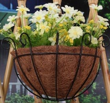 椰棕吊盆 棕半壁/棕吊篮 半圆壁挂阳台栏杆铁艺吊兰欧式创意花盆