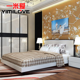 一米爱 现代简约板式床 1.5米1.8米双人床烤漆床 卧室家具婚床