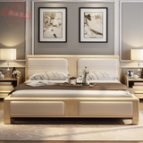 北欧全实木床白蜡床双人床1.8米原木色简约美式小户型现代家具
