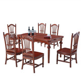 成都香柏木家具红棕色长方形 欧式中式全实木美式柏木餐桌一桌6椅