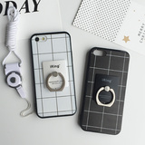 GY 苹果iPhone5s手机壳硅胶 i5保护套挂绳防摔创意指环支架格子壳