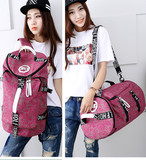 韩版双肩包女旅行包帆布轻便运动两用包户外旅游包大容量旅行背包
