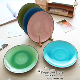 日式和风 冰裂釉 陶瓷平盘餐盘菜盘水果盘 彩色盘子套装碟子餐具