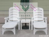 豪华高档泳池折叠躺椅白色沙滩椅折叠椅茶几配铝合金手摇铝伞套件