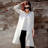 2016春夏季韩范女装海星印花衬衣V领上衣修身白衬衫长袖雪纺衫