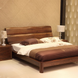 直销 高档厚重款纯黑胡桃木家具实木床 1.8米双人床现代中式 大床