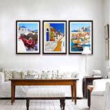 地中海风景画客厅装饰画现代简约有框画展厅挂画卧室壁画欧式墙画