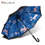 自动长柄伞遮阳伞防紫外线黑胶太阳伞 日本防晒伞直柄创意晴雨伞