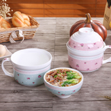 韩匠|陶瓷泡面碗日式餐具创意可爱泡面杯汤碗套装大号带盖勺特价