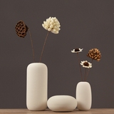 现代简约客厅茶几餐桌软装饰品  白色陶瓷花瓶摆件干花插花花器