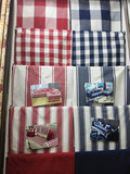加厚棉麻色织格子沙发布料北欧宜家风格地中海红条纹纯色批发特价