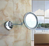 壁挂式超薄带led灯铜单面美容镜子浴室化妆镜放大10寸伸缩镜