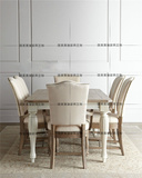 美式新古典餐桌椅组合仿古做旧实木白色餐桌餐椅咖啡厅高档餐桌椅
