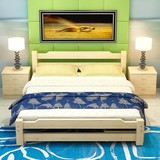简易全实木床双人床1.2 1.5 1.8米儿童床单人床硬板床带抽屉储物