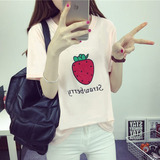 2016夏闺蜜装新款韩国学生班服卡通水果短袖女可爱刺绣T恤宽松潮