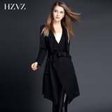 HZVZ欧美简约2016秋季新款女装修身显瘦时尚小西装中长款风衣外套
