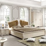 卧室家具/现代简约欧式实木床/1.5单人1.8米双人婚床排骨架高箱床
