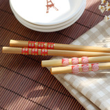 韩国小清新天然竹筷子 日式竹木筷创意灯笼蕾丝小碎花结婚礼品筷