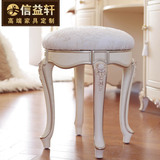 欧式化妆凳梳妆凳实木换鞋凳法式白色古筝琴凳圆凳子 韩式布艺凳