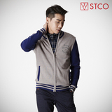 STCO官方韩国男装 拉锁前襟棒球服针织开衫灰色 SKGJ356TSG